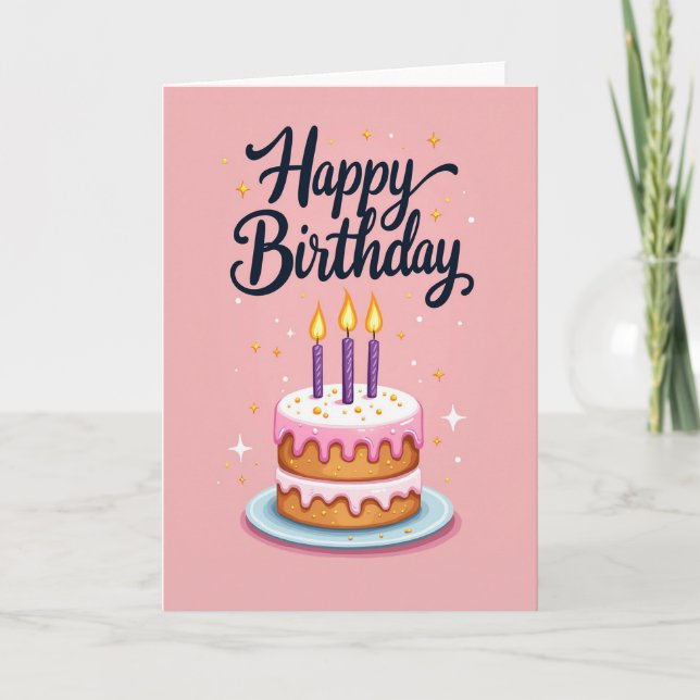 Whimsical Birthday Cake Card (Front)