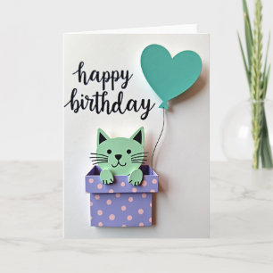 Whimsical Birthday Cat Art Card