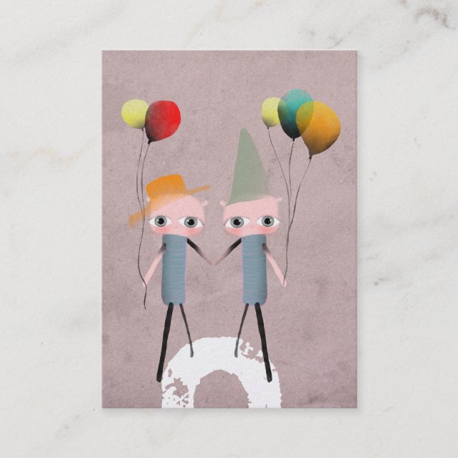 whimsical birthday colourful bird old business business card (Front)