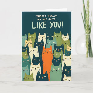 Whimsical Birthday Feline Art Card