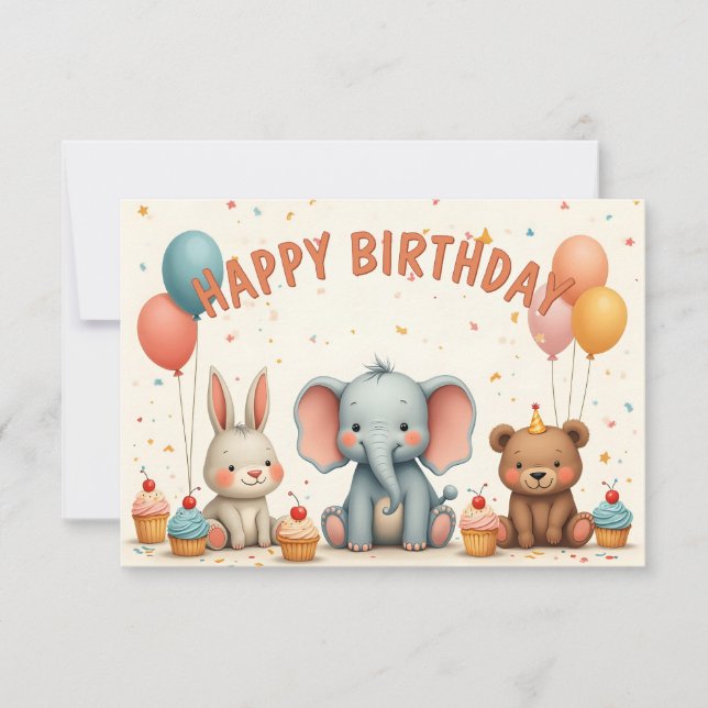 Whimsical Birthday Friends Gather Here (Front)