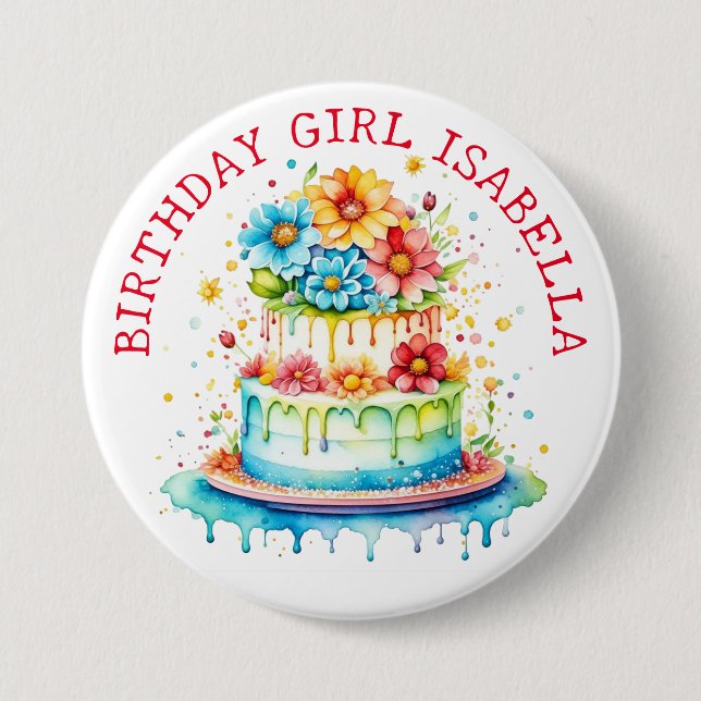 Whimsical Birthday Girl 7.5 Cm Round Badge (Front)