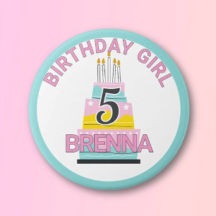 Whimsical Birthday girl child's party Button