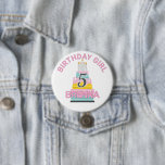 Whimsical Birthday girl child's party  Button<br><div class="desc">Pretty personalised child's birthday party BUTTON</div>