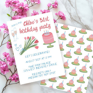 Whimsical Birthday Party Girlie Cute Custom Invitation