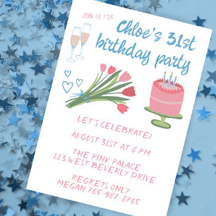 Whimsical Birthday Party Girlie Cute Custom Invitation