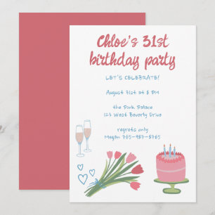 Whimsical Birthday Party Girlie Cute Custom Invitation