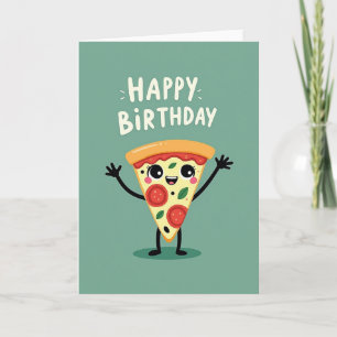 Whimsical Birthday Pizza Card
