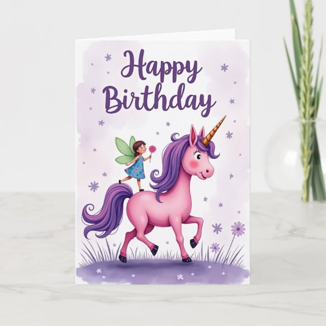Whimsical Birthday Unicorn Card (Front)