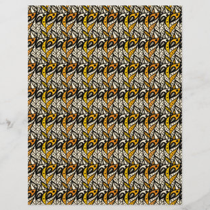 Whimsical black and gold peacock feather pattern
