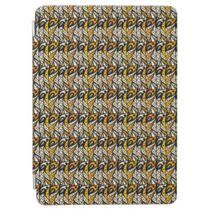 Whimsical black and gold peacock feather pattern iPad air cover
