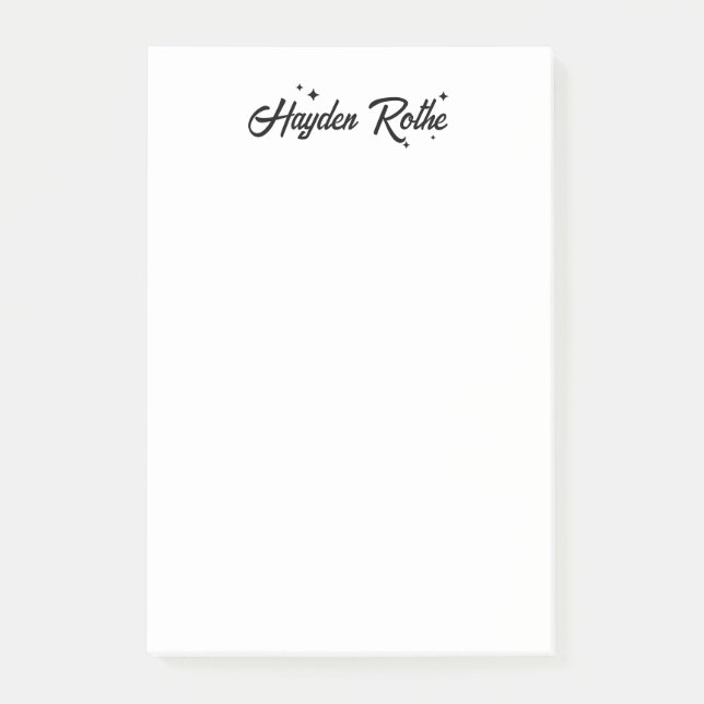 Whimsical Black and White Retro Calligraphy Post-it Notes (Front)