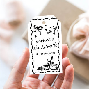 Whimsical Black Bachelorette Party Weekend Gift Tags