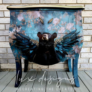 Whimsical Black Bear Furniture Decoupage Tissue Paper