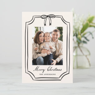 Whimsical Black Bow Frame Christmas Photo Holiday Card