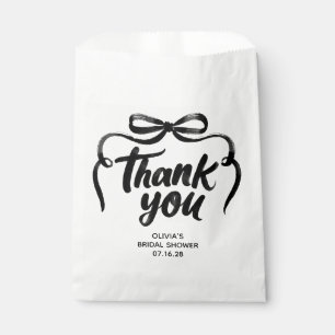 Whimsical Black Bow Handwritten Bridal Thank You Favour Bags