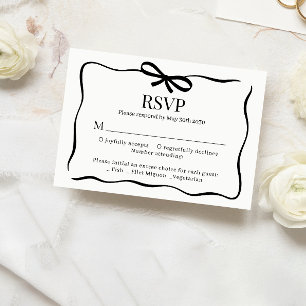 Whimsical Black Bow Tie Wedding Menu Choice Rsvp