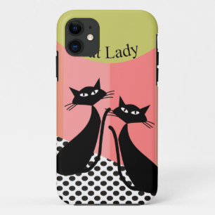 Whimsical Black Cat Art iPhone 11 Case