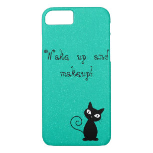 Whimsical Black Cat, Glittery-Wake up and makeup! iPhone 8/7 Case