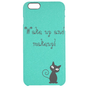 Whimsical Black Cat, Glittery-Wake up and makeup! Clear iPhone 6 Plus Case