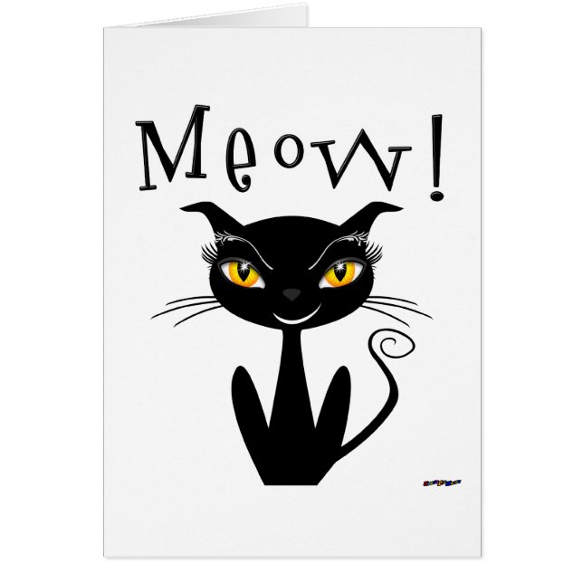 Whimsical Black Cat Meow! (Front)