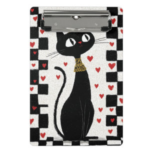 Whimsical Black Cat Queen with Gold Crown Mini Clipboard