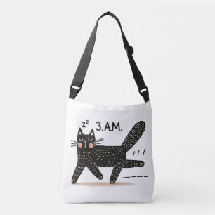 Whimsical Black Cat Sprinting at 3 AM Crossbody Bag