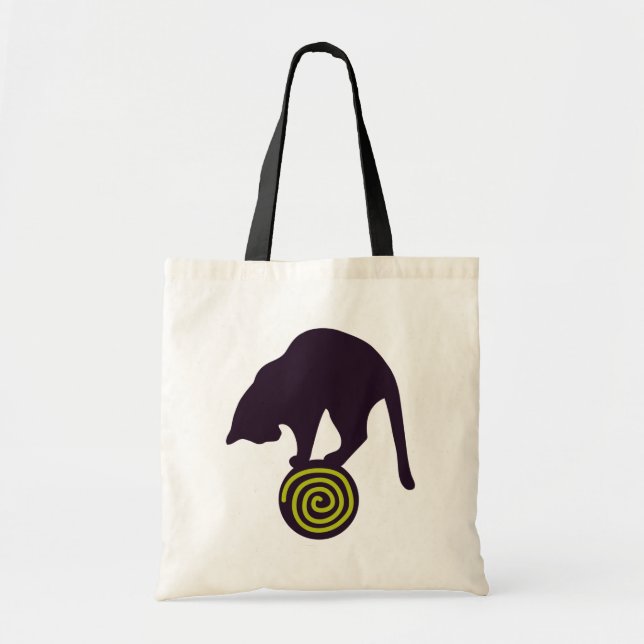 Whimsical Black Cat Tote Bag (Front)