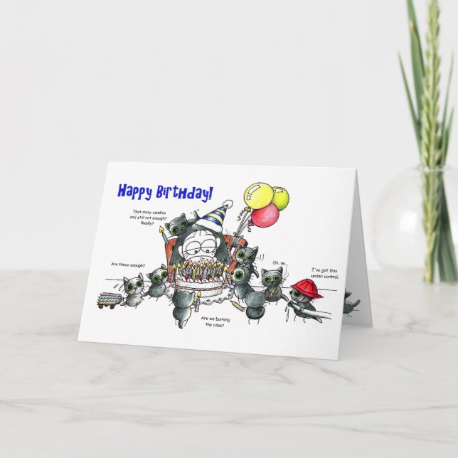 Whimsical black cats Birthday card (Front)