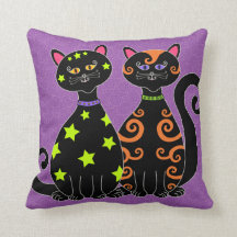 Whimsical Black Cats Halloween