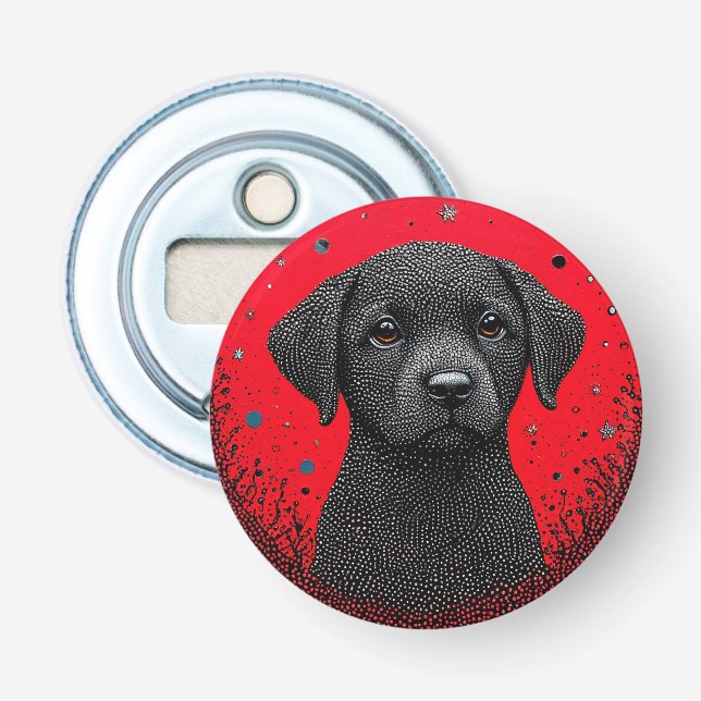 Whimsical Black Dog Bottle Opener (Front)
