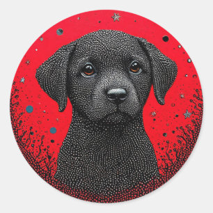 Whimsical Black Dog Classic Round Sticker