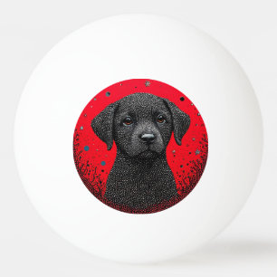 Whimsical Black Dog Ping Pong Ball