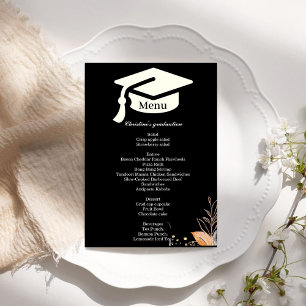 Whimsical  black  Graduation party dinner menu 