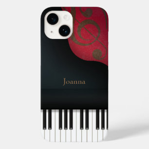 Whimsical Black Grand Piano Personalised Case-Mate iPhone 14 Case