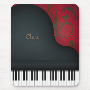 Whimsical Black Grand Piano Personalized Mouse Mat