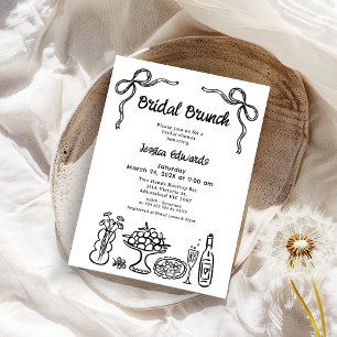 Whimsical Black Hand Drawn Bridal Brunch Shower Invitation