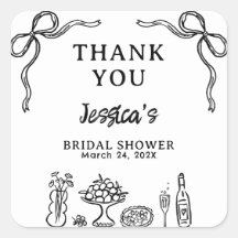 Whimsical Black Hand Drawn Bridal Shower Favour