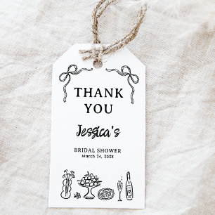 Whimsical Black Hand Drawn Bridal Shower Gift Tags