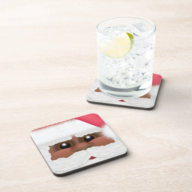 Whimsical Black or African American Santa Claus Coaster (Right Side)