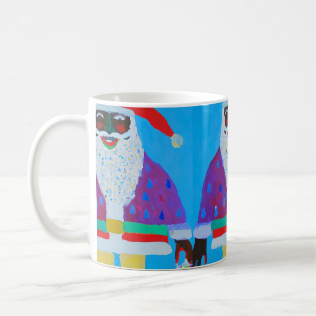 Whimsical Black Santa Mug (Left)