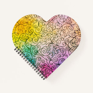 Whimsical black Swirl Pattern Abstract Colourful Notebook