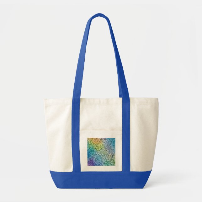 Whimsical black Swirl Pattern Abstract Colourful Tote Bag (Front)