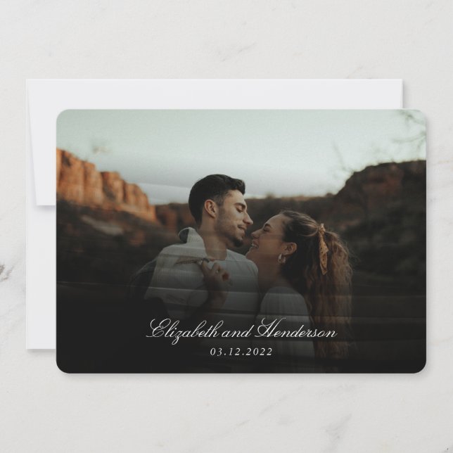 Whimsical Black Typography Photo Wedding Invitation (Front)