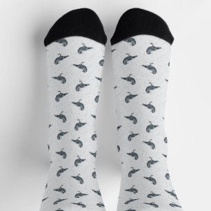 Whimsical Black & white Crow Halloween  Socks