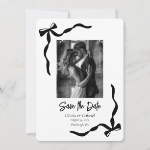 Whimsical Black White Frame Photo Save the Date  Invitation