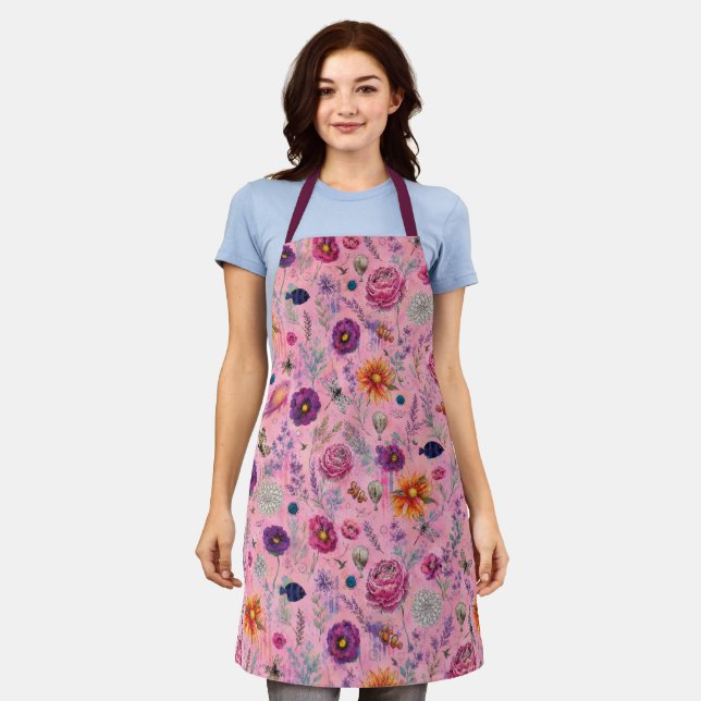 Whimsical Bloom Garden Apron (Worn)