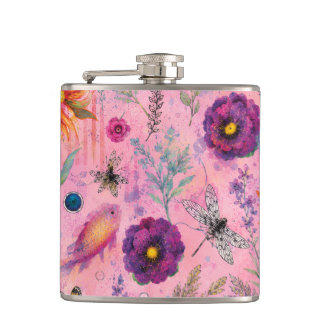 Whimsical Bloom Garden Hip Flask