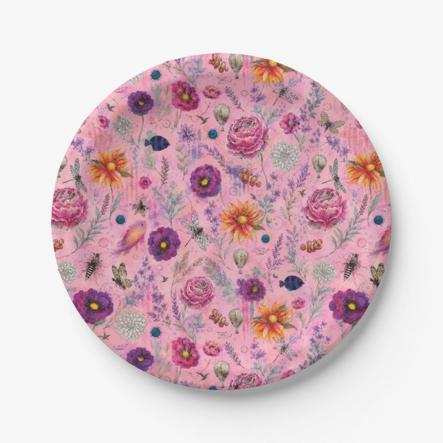 Whimsical Bloom Garden Paper Plate (Front)