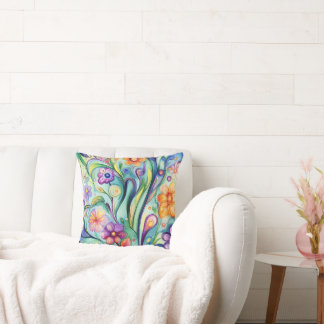Whimsical Bloom Throw Pillow